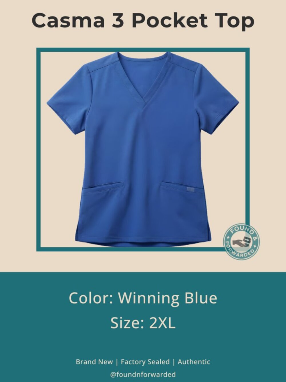FIGS Casma Scrub Top V-Neck NWT Winning Blue 2XL